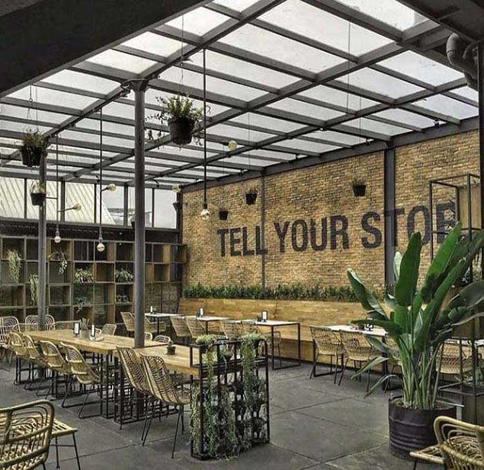 Xây dựng quá cafe khung sắt mái tồn